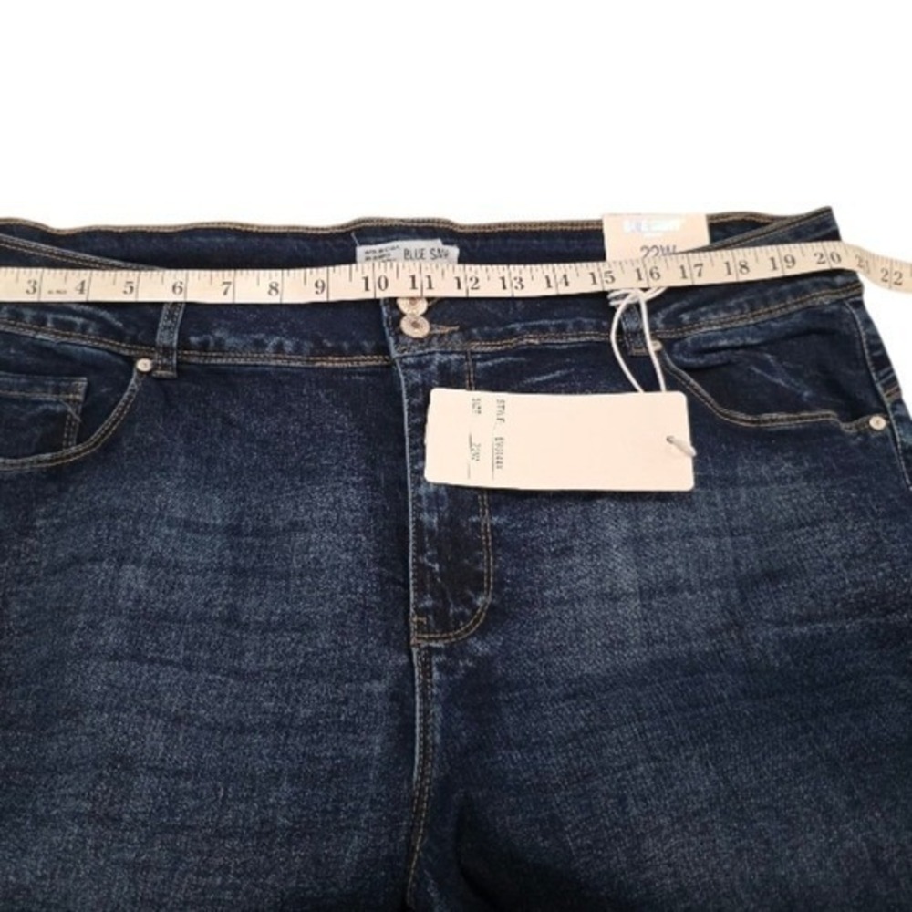 Blue Savvy High Rise Flare Wide Leg Embroidered Western Stretch Jeans Plus Size - Picture 9 of 16